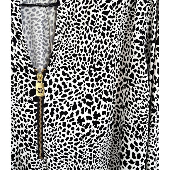Michael Michael Kors Women's XL Half Zip Button Tab Sleeve V-Neck Multicolor Top - Picture 5 of 9